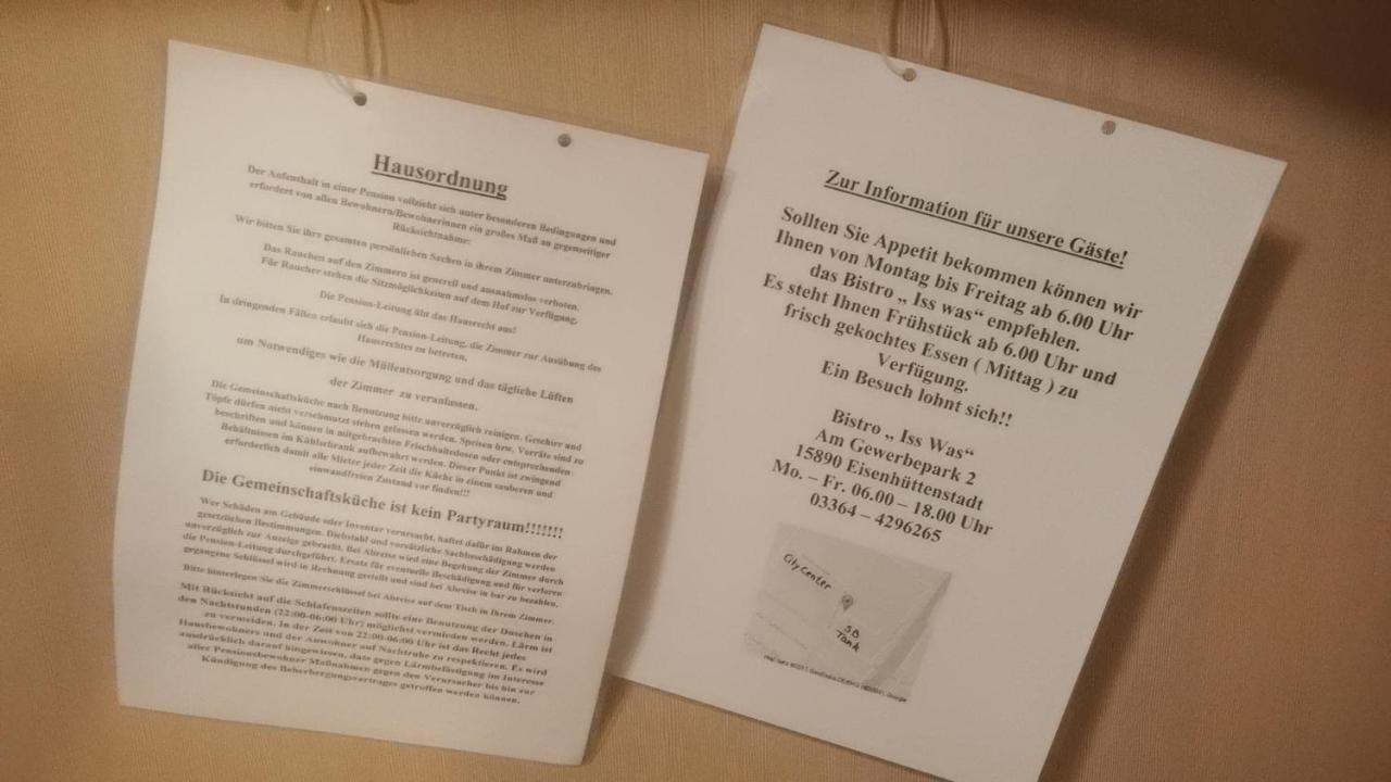Zimmervermietung Schoenfliesser Stuben Auch Fuer Monteure Eisenhüttenstadt Eksteriør billede
